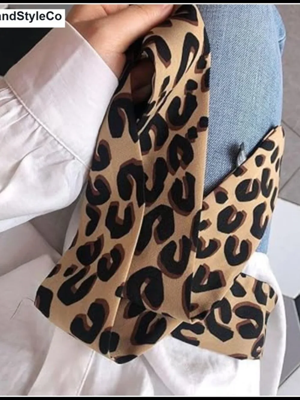 Silk Feeling Skinny Scarf Neck Tie Hair Accessory Purse Accent Leopard Print